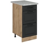 Vicco mueble bajo de cocina r-line, antracita casa de campo, 40 cm con cajones, mármol ap