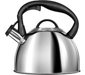 Tetera con silbato, hervidor de agua, inducción, vitrocerámica 3 l, acero inox., diseño vintage, smile, plata, , mcn13p