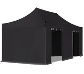 3x6 m carpa plegable, premium acero 40mm, laterales sin ventana, negro