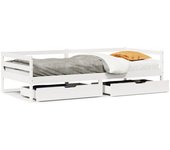 Sofá cama con cajones madera maciza de pino 90x200 cm