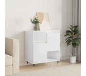 Aparador | aparador de comedor | armario de cocina de madera contrachapada blanco brillante 60x35x70 cm cfw68931