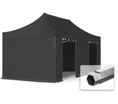 3x6 m carpa plegable, professional aluminio 40mm, laterales sin ventana, negro