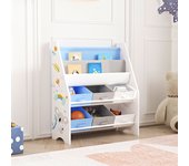 Estantería para niños ponteceso motivo koala aglomerado/tela 74 x 62 x 27 cm - blanco y azul [en.casa]