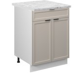 Vicco mueble bajo de cocina fame-line, grisbeige, 60 cm con cajón, et mármol