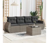 Conjunto de muebles de jardín vidaxl de 5 piezas con cojines grises de mimbre