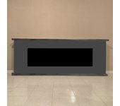 Mueble chimenea gris oscuro preparado para inserto eléctrico sined amiata, mueble de madera acabado estructura y puertas en grafito ral 7022.