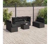 Conjunto de muebles de jardín vidaxl de 8 piezas con cojines negros de mimbre