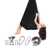 Silla de entrenamiento sensorial suspendida para niños, hamaca negra 280x150cm (placa de balanceo + bloqueo)