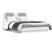 Cama matrimonial | cama para adultos | estructura cama con cabecero madera ingeniería blanco 135x190cm cfw786396