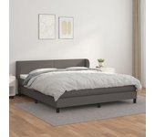 Cama con somier y colchón gris 180x200 cm polipiel