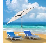 Sombrilla de hawaiana reclinable 2,7m--upf 30+ protección solar para arena playa/jardín/terraza/playa, beige