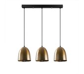 Regleta de techo asney 3 luces moderno negro con pantallas metálicas efecto relieve en vintage