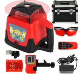 Nivel láser rojo giratorio autonivelante, medición de nivel, haz rojo giratorio automático con receptor, control remoto, estuche de transporte vevor