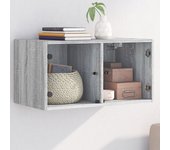 Mueble de pared con puertas de cristal sonoma gris 68,5x37x35 cm