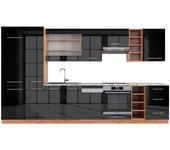 Vicco mueble de cocina fame-line, antracita brillo intenso/roble dorado eléctrico, 355 cm , et mármol