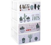 Com-fort house cajonera apilable plastico - modelo iris (4, cactus)