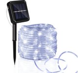 12m solar cuerda de luz al aire libre, jardín, terraza, boda y fiesta de navidad, blanco frío