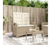 Vidaxl sillón reclinable de jardín con cojines ratán sintético beige
