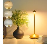 Lámpara de escritorio inalámbrica recargable, luz led táctil regulable para dormitorio, 3 temperaturas de color, dorada