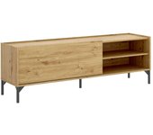 Allesia mueble tv, aparador bajo de salón, aparador de salón para televisión, 155x43h47 cm, roble nodi