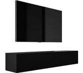 Mueble tv suspendido, 170 x 34 x 32 cm, negro mate