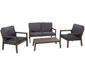 Conjunto hwc-l64, conjunto de salón de jardín conjunto de salón sofá, metal ~ tapicería gris