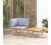 Maison exclusive - set de muebles de jardín 2 piezas bambú y cojines gris claro