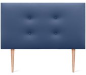 Dhome cabecero de polipiel premium pro con 2 hileras de botones y patas cabezal tapizado cama lujo (azul, 105cm)
