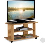 Relaxdays mueble tv ruedas con 2 compartimentos, mesa televisión, 45 x 80 x 40 cm, marrón