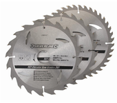 Juego de 3 cuchillas silverline tct ø180 mm diámetro 30 mm - 20, 24 y 40 dientes - 298537