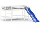 Cama alta de niños | cama individual con escalera madera maciza blanca 80x200 cm cfw52393