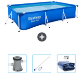 Paquete de piscina - bestway - rectángulo - 300x201x66 cm + accesorios cb45
