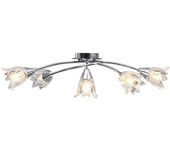 Lámpara de techo y tulipa de cristal transparente 5 bombillas e14 tulip