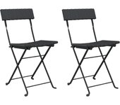 Pack 2 uds silla de jardín | sillas cafetería plegables acero y ratán sintético negro cfw55887