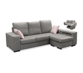 Chaiselongue reversible bea color gris con dos taburetes, 230 cm (ancho) x 155 cm (fondo)
