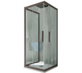 Mampara de ducha 3 lados deslizante 70x110x70 cm de pvc chocolate h 200 vidrio transparente mod. kolors trio