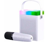 Altavoz con micrófono inalámbrico karaoke portátil bluetooth multicolor rgb (blanco)
