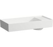Laufen kartell lavabo bol, sin agujero para grifo, sin rebosadero, con banco para grifo, 750x350mm, h8123327571121, color: nieve (blanco mate)