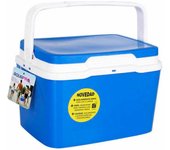 Nevera portátil con asa, 5 litros, polipropileno,porta alimentos para playa, acampada, camping, 19 x 26 x 20 cm, color azul y blanco