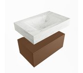 Mondiaz alan-dlux 70cm mueble de baño rust 1 cajón. con lavabo cloud centro sin orificios color opalo