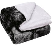 Acomoda textil - manta piel sintética 160x200 cm, manta borreguito extra suave para sofá, sillón y viaje negro. (160x200 cm)