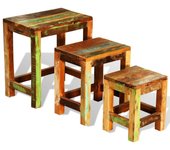 Juego de 3 piezas mesas apilables | mesita auxiliar | mesa de café vintage madera reciclada cfw67269