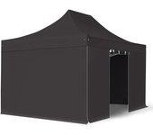 3x4,5 m carpa plegable, professional aluminio 40mm, laterales sin ventana, negro