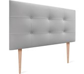 Dhome cabecero de cama acolchado capitoné 8cm de grosor. cabezal tapizado polipiel con patas cabeceros de cama (gris claro, 105cm)