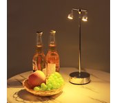 Foco led multicabezal, lámpara recargable a batería, lámpara de mesa inalámbrica, luz cálida, color plateado.
