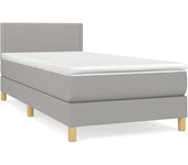 Somier de láminas con colchón gris claro 90x200 cm tejido