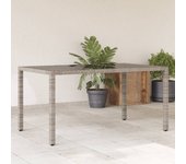 Mesa de jardín con tapa de cristal gris 150x90x75cm mimbre resina