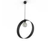 Lumicom | nucleo mono lámpara pendiente, 1x e27, max 42w, metal, negro mate, d.40cm