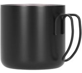 Taza de café de 400ml, taza de té portátil de acero inoxidable 304 para bar, hogar, oficina, sin tapa (negro)