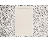 Plato de ducha 80x90 cm línea vulcano beige plus en resina y polvo de mármol con rejilla lateral en resina de mármol - frascio
